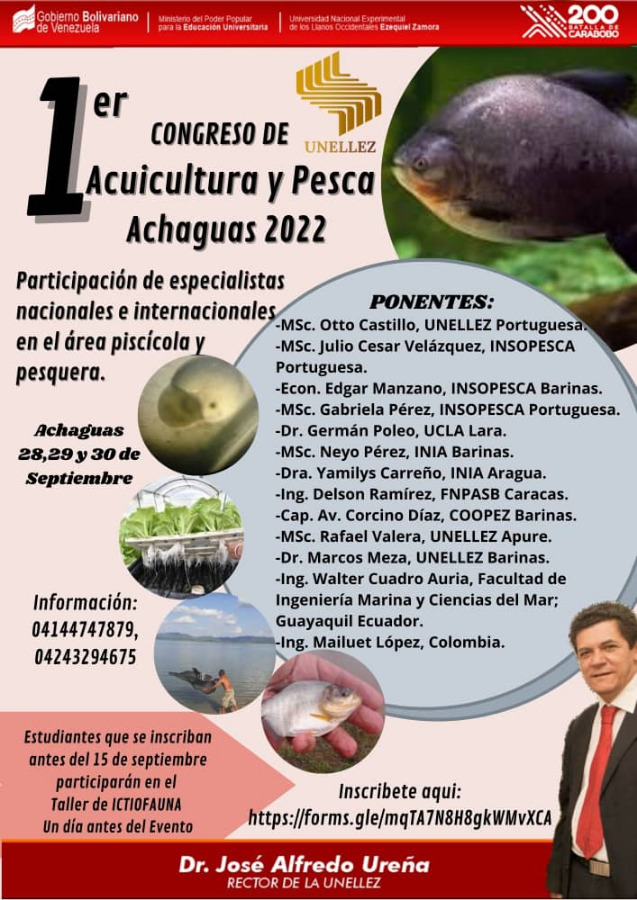 Del 28 al 30 de Septiembre: 1er Congreso de Acuicultura y Pesca Achaguas 2022
