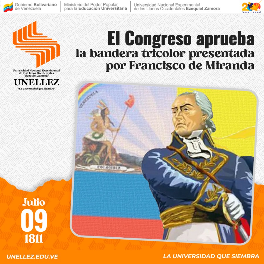 9 de julio de 1811: El Congreso aprueba la bandera tricolor presentada por Francisco de Miranda.