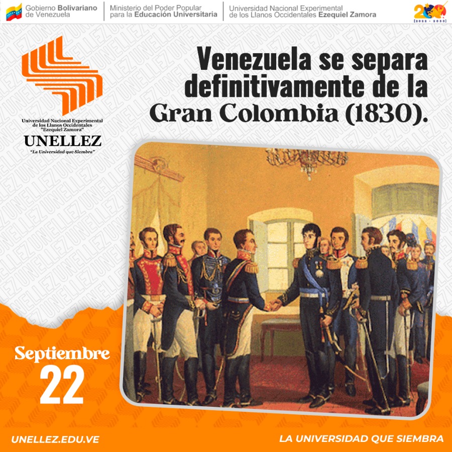 22 de septiembre: Venezuela se separa definitivamente de la Gran Colombia (1830)